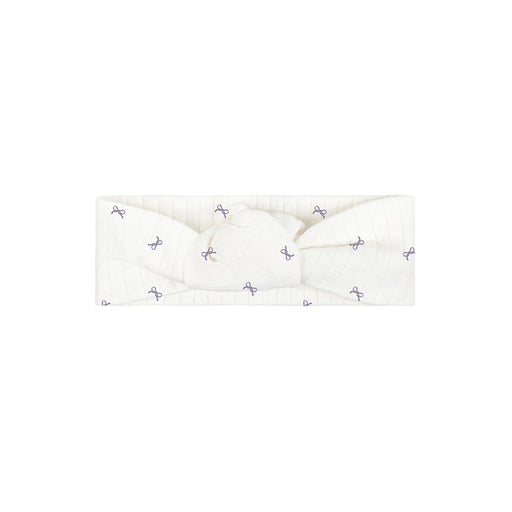 AURORA CLASSICS BABY GIRL SWEATBAND BOW PATTERN COLLECTION . IVORY LILAC HEADBAND AURORA