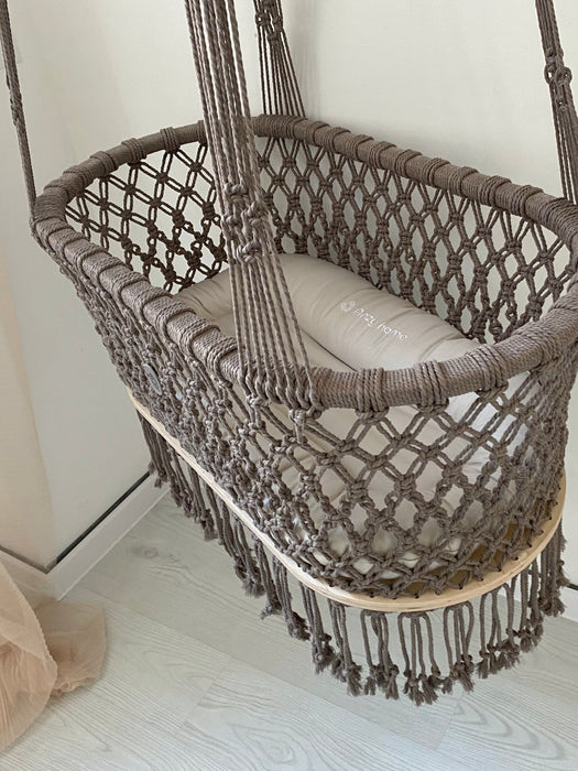 Hanging Macrame Baby Bassinet Bassinets & Cradles Anzy Home