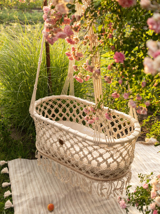 Hanging Macrame Baby Bassinet Bassinets & Cradles Anzy Home