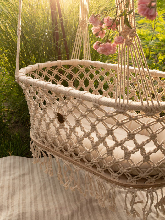 Hanging Macrame Baby Bassinet Bassinets & Cradles Anzy Home
