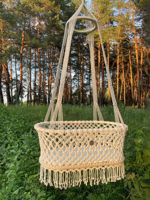 Hanging Macrame Baby Bassinet Bassinets & Cradles Anzy Home