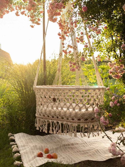 Hanging Macrame Baby Bassinet Bassinets & Cradles Anzy Home
