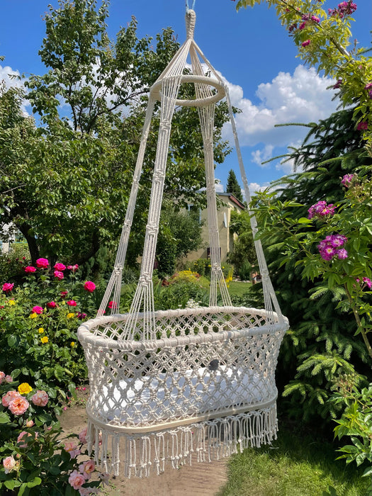 Hanging Macrame Baby Bassinet Bassinets & Cradles Anzy Home