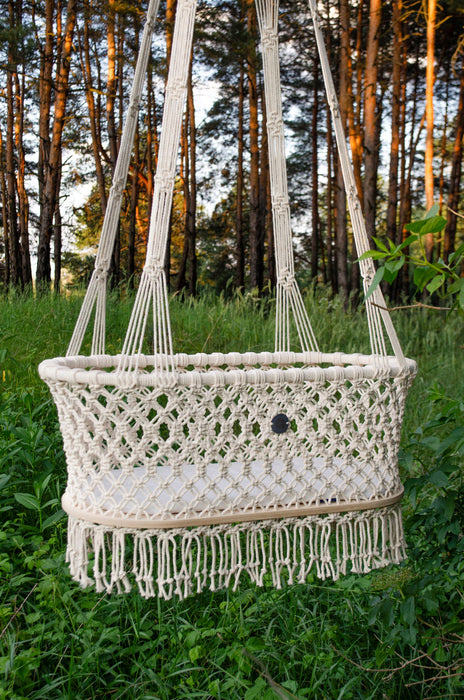 Hanging Macrame Baby Bassinet Bassinets & Cradles Anzy Home