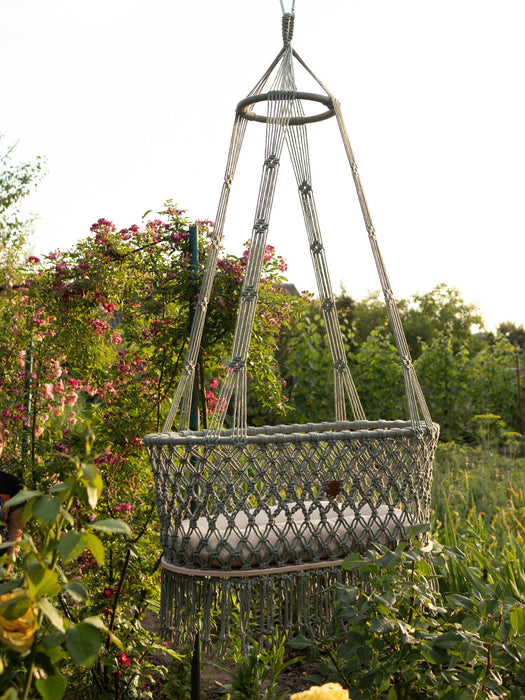 Hanging Macrame Baby Bassinet Bassinets & Cradles Anzy Home