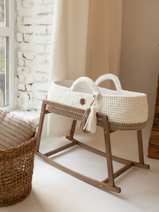 Standard Moses Basket White and Beige Bassinets & Cradles Anzy Home