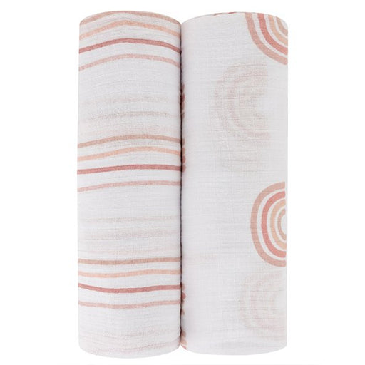 2PK MUSLIN SWADDLE BLANKET PINK RAINBOW