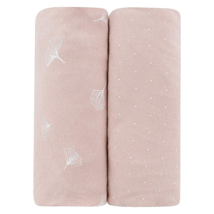 2PK CRIB SHEET PINK GINKGO LEAF