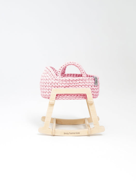 Mini Doll Moses Basket w/Rocking Stand Pink Dolls, Playsets & Toy Figures Anzy Home