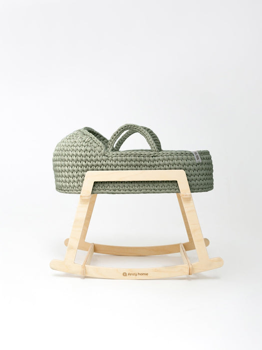 Doll Moses Basket w/Rocking Stand Sage Green Dolls, Playsets & Toy Figures Anzy Home