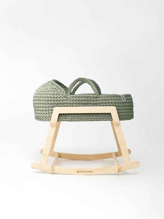 Doll Moses Basket w/Rocking Stand Sage Green Dolls, Playsets & Toy Figures Anzy Home