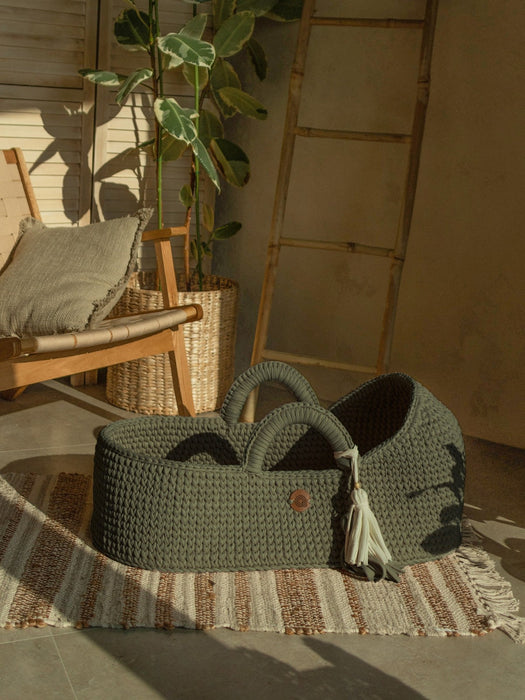 Standard Moses Basket with Round Hood Khaki Bassinets & Cradles Anzy Home
