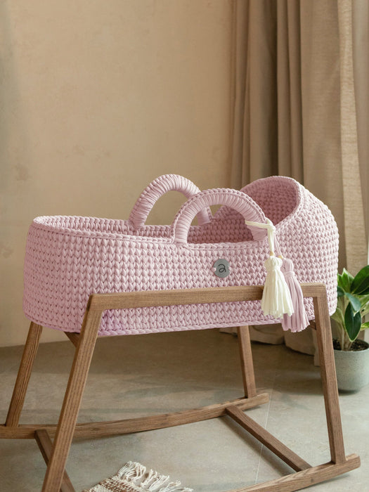 Standard Moses Basket with Round Hood Pink Bassinets & Cradles Anzy Home