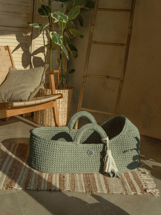 Standard Moses Basket with Round Hood Sage Green Bassinets & Cradles Anzy Home
