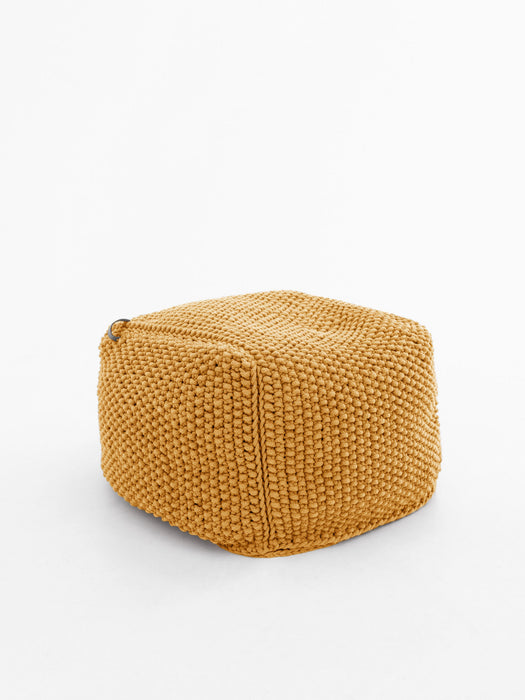 Pouf Square Recycled Mustard cord Pouf Anzy Home