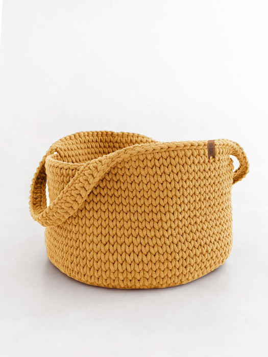Basket Round with Handles Recycled Mustard cord Baskets Anzy Home