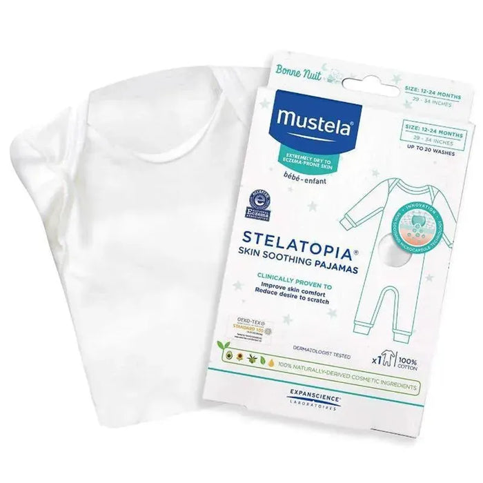 MUSTELA - STELATOPIA SKIN SOOTHING PAJAMAS, WHITE (6-12M) HEALTH MUSTELA