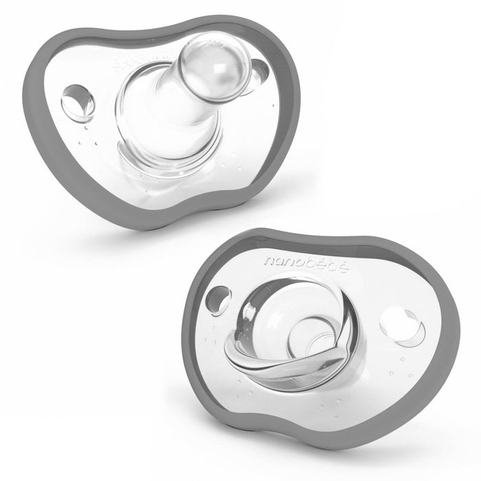 Flexy Silicone Pacifiers Grey 0-3 Months 2-Pack Pacifiers & Teethers Nanobébé
