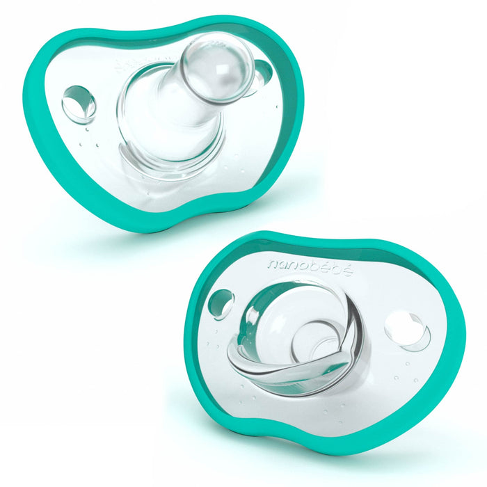 Flexy Silicone Pacifiers Teal 0-3 Months 2-Pack Pacifiers & Teethers Nanobébé