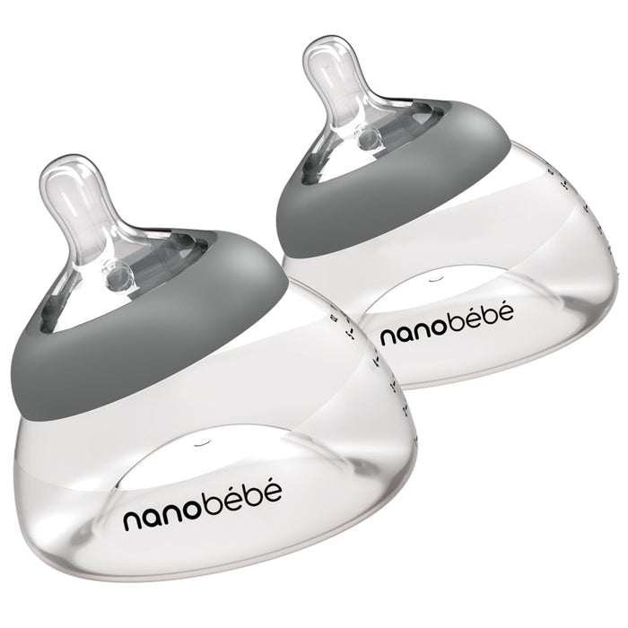 Breastmilk Baby Bottle 2-Pack Grey Baby Bottles Nanobébé