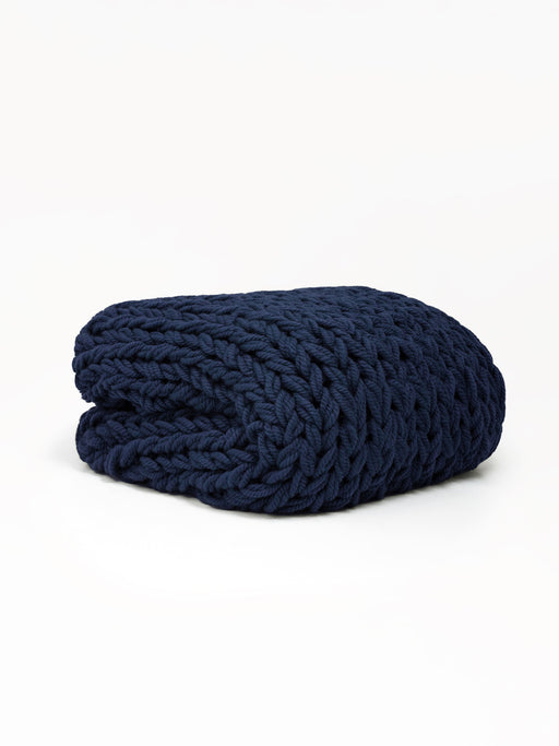 Chunky Knit Blanket in Navy Blue Anzy Home