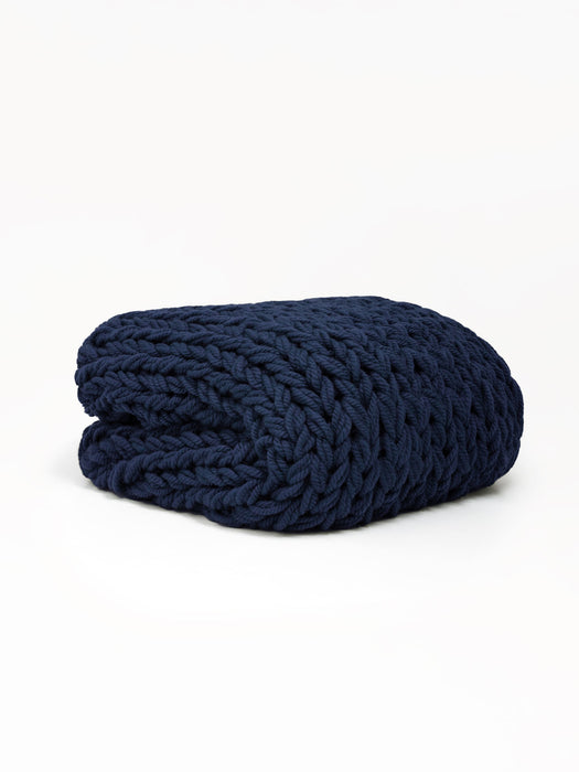 Chunky Knit Blanket in Navy Blue Anzy Home