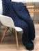 Chunky Knit Blanket in Navy Blue Anzy Home