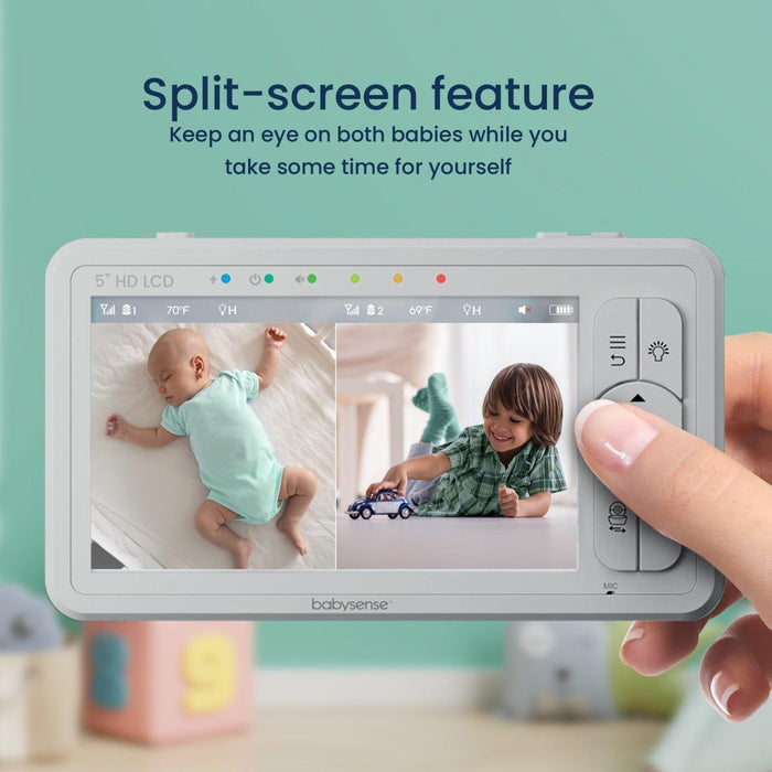 Babysense HD S2: Video Baby Monitor with 2 Cameras, Non Wifi, Split Screen & Night Light Machine Video Monitor Babysense