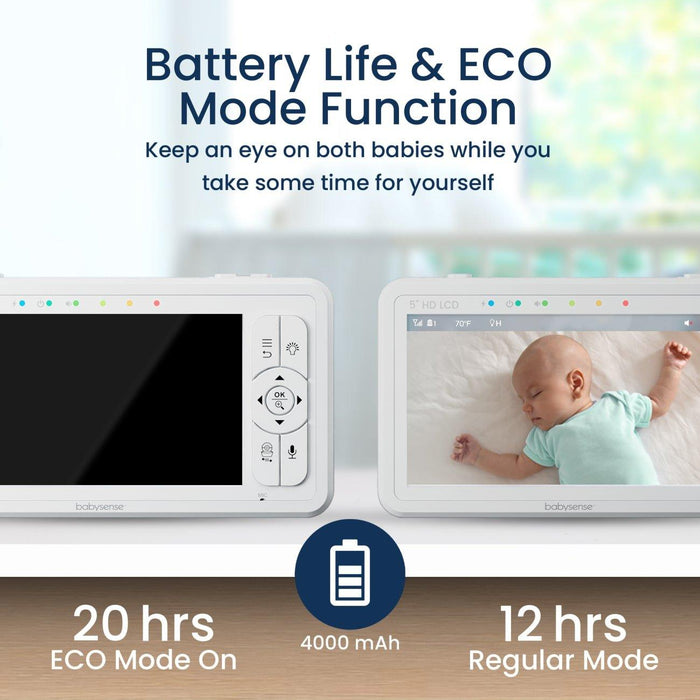 Babysense HD S2: Video Baby Monitor with 2 Cameras, Non Wifi, Split Screen & Night Light Machine Video Monitor Babysense