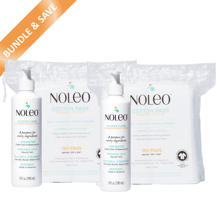 NOLEO DUO: 3-in-1 Diaper Rash Cream & Large Cotton Pads 2 Pack Diaper Rash Treatment Cream > Baby Wipes > Liniment > Organic Baby Wipes > Baby Lotion > Cloth Diaper Safe Rash Cream M4A
