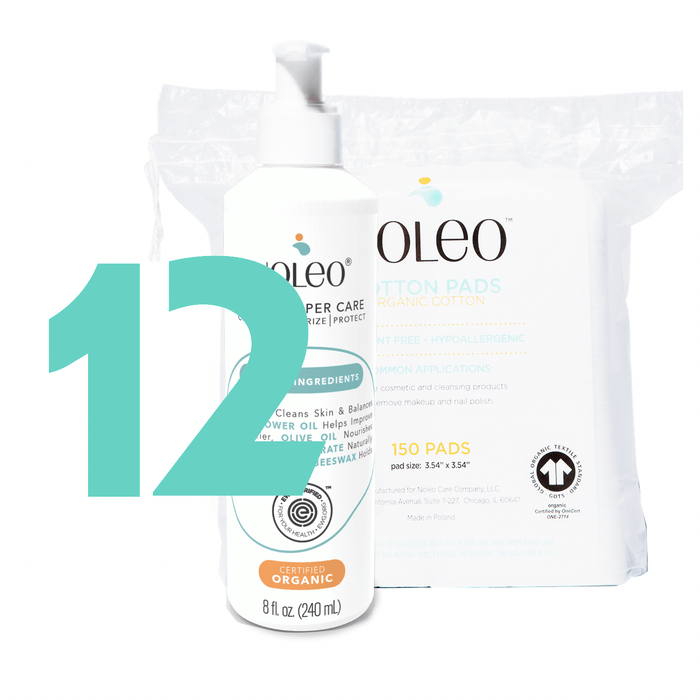 NOLEO DUO: 3-in-1 Diaper Rash Cream & Large Cotton Pads 12 Pack Diaper Rash Treatment Cream > Baby Wipes > Liniment > Organic Baby Wipes > Baby Lotion > Cloth Diaper Safe Rash Cream M4A