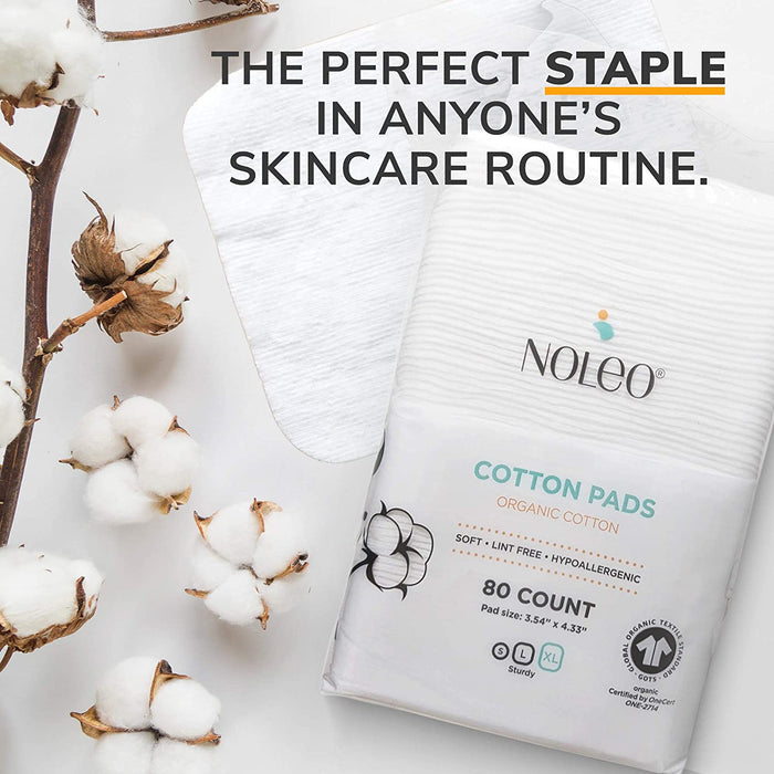 NOLEO Organic Cotton Pads - XL 3.54"x4.33" Diaper Rash Treatment Cream > Baby Wipes > Liniment > Organic Baby Wipes > Baby Lotion > Cloth Diaper Safe Rash Cream M4A