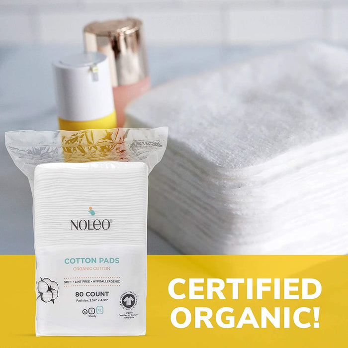 NOLEO Organic Cotton Pads - XL 3.54"x4.33" Diaper Rash Treatment Cream > Baby Wipes > Liniment > Organic Baby Wipes > Baby Lotion > Cloth Diaper Safe Rash Cream M4A