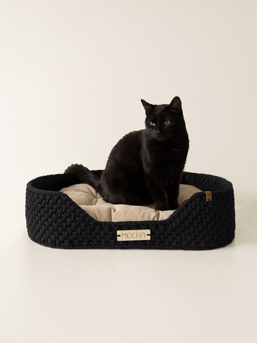 Personalized Cotton Pet Bed Black Pet Bed Anzy Home