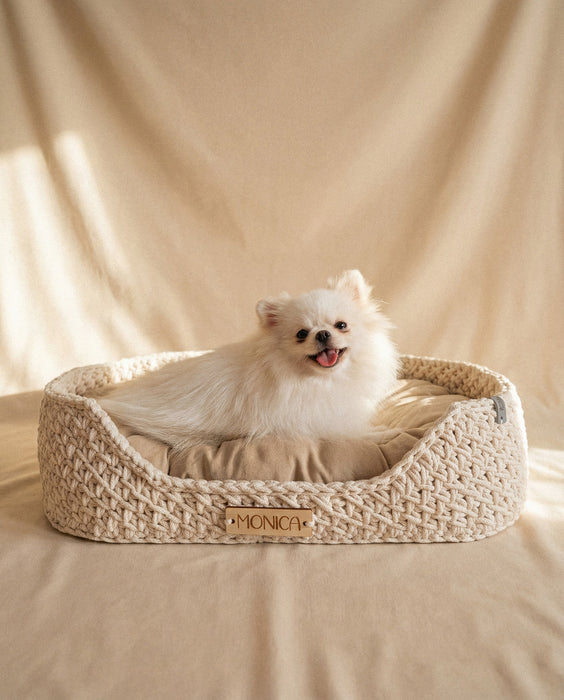 Personalized Recycled Cotton Pet Bed Natural Cord Pet Bed Anzy Home