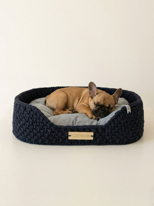 Personalized Cotton Pet Bed Navy Blue Pet Bed Anzy Home