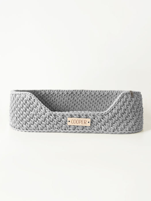 Personalized Recycled Cotton Pet Bed Silver Cord Pet Bed Anzy Home
