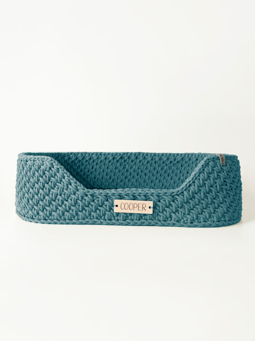 Personalized Recycled Cotton Pet Bed Teal Pet Bed Anzy Home