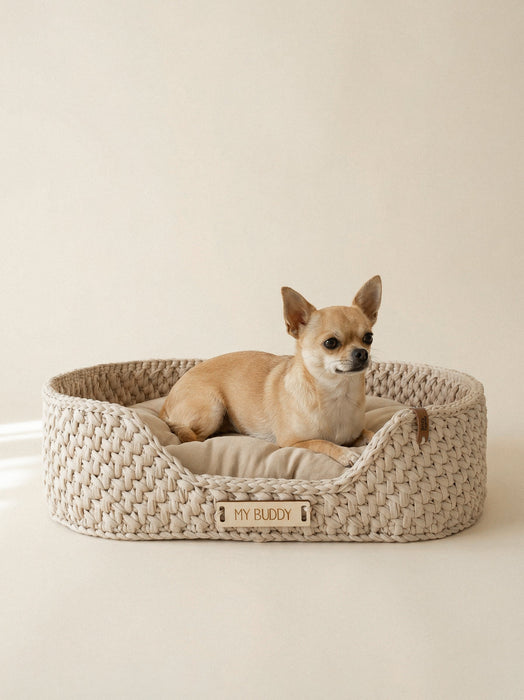 Personalized Cotton Pet Bed Ecru Only Pet Bed Pet Bed Anzy Home