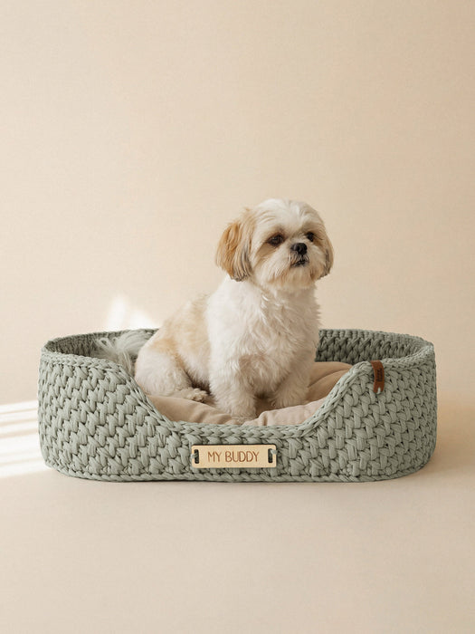Personalized Cotton Pet Bed Sage Green Pet Bed Anzy Home