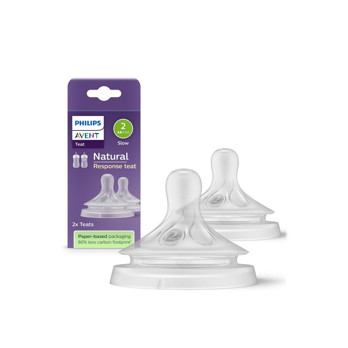 PHILIPS AVENT NATURAL RESPONSE NIPPLE, SLOW FLOW (FLOW 2), 2-PACK NURSERY AVENT