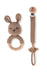 PRETTY LITTLE BASICS CROCHET RATTLE AND PACIFIER CLIP SET
