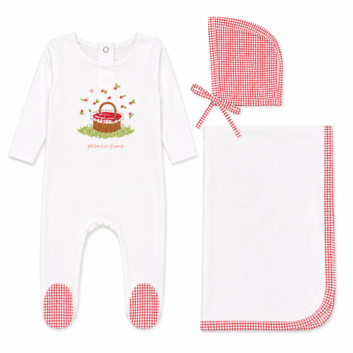 Picnic Basket Layette Set Red Tricot Bebe