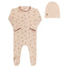AURORA CHERRY PRINT COLLECTION - FOOTIE + BEANIE PINK CLOTHING AURORA