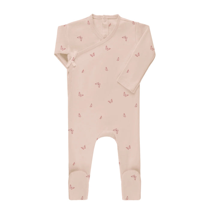 AURORA CLASSICS BABY FOOTIE JERSEY COTTON BUTTERFLY/ DRAGONFLY COLLECTION PINK FOOTIE AURORA