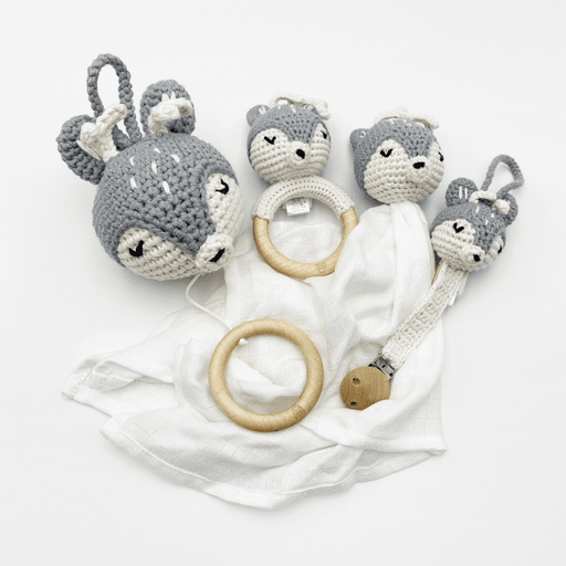 RATTLE TEETHER DEER GREY