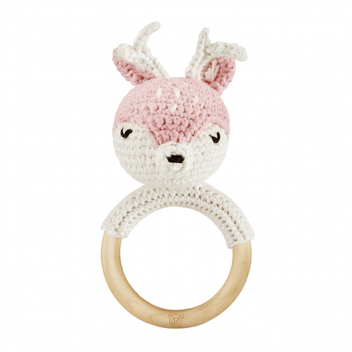 RATTLE TEETHER DEER DUSTY PINK