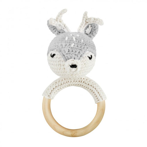 RATTLE TEETHER DEER GREY