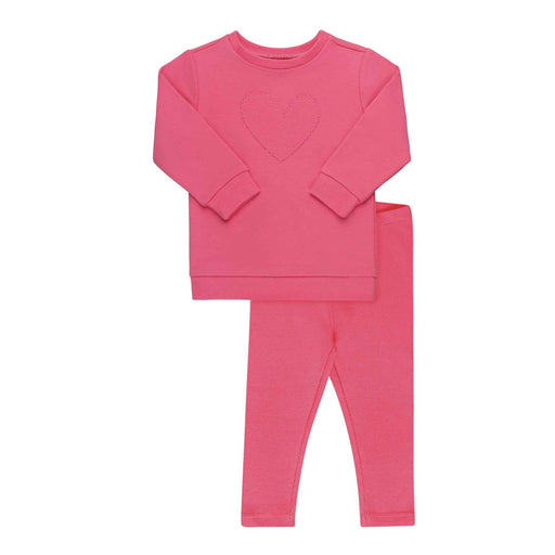 Ribbed Heart Sweatshirt Set Fuschia Tricot Bebe