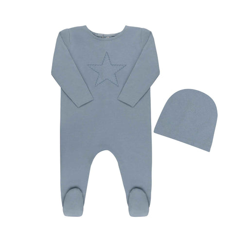 Ribbed Star Layette Set Dusty Blue Tricot Bebe